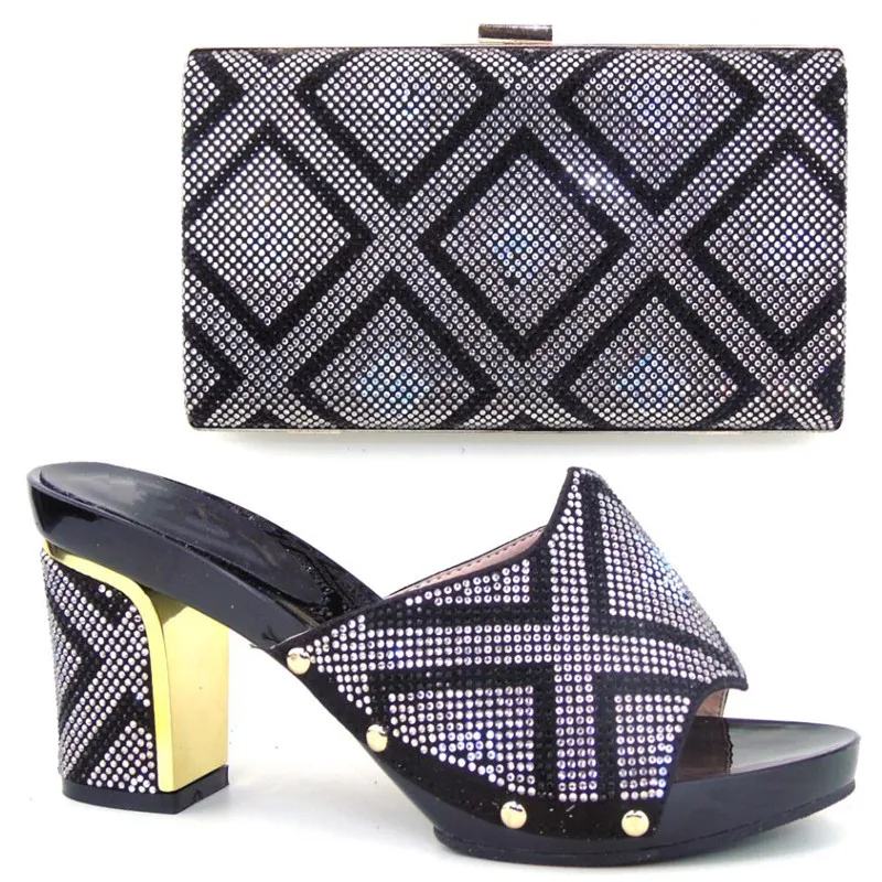 

Free shipping newest  2016 Italian design high quality shoes with evening bags black CT16-53