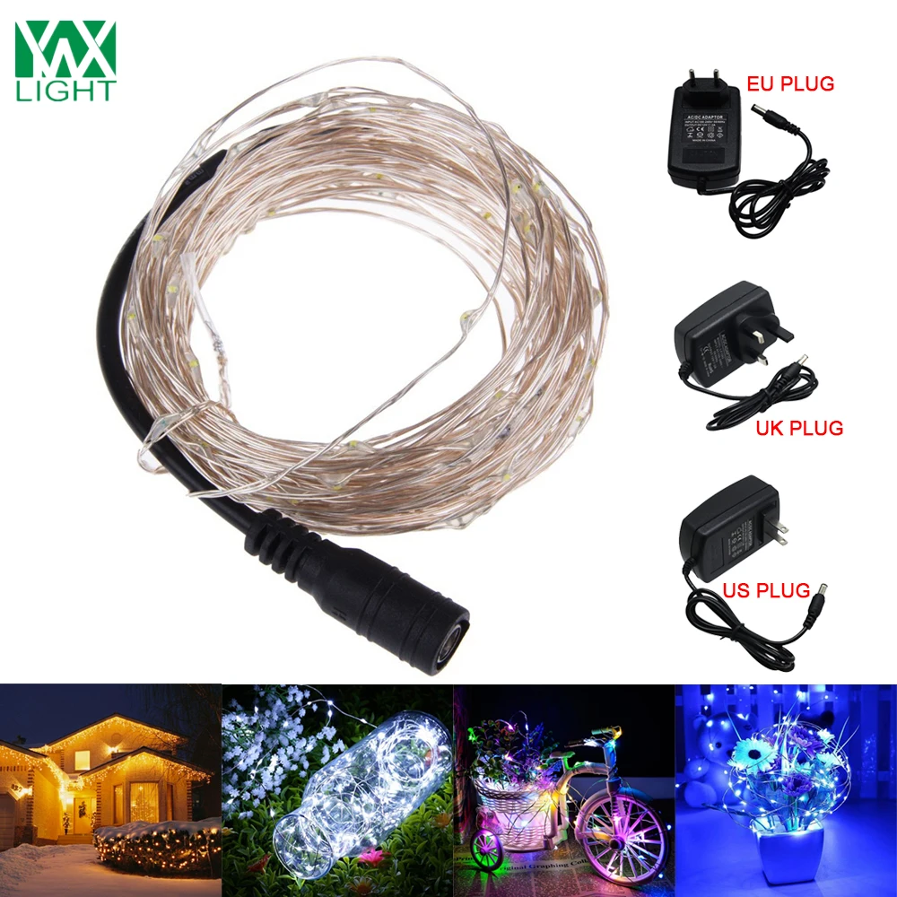 YWXLight Christmas Lights Outdoor 4 Colors Garland 5m 50LED String