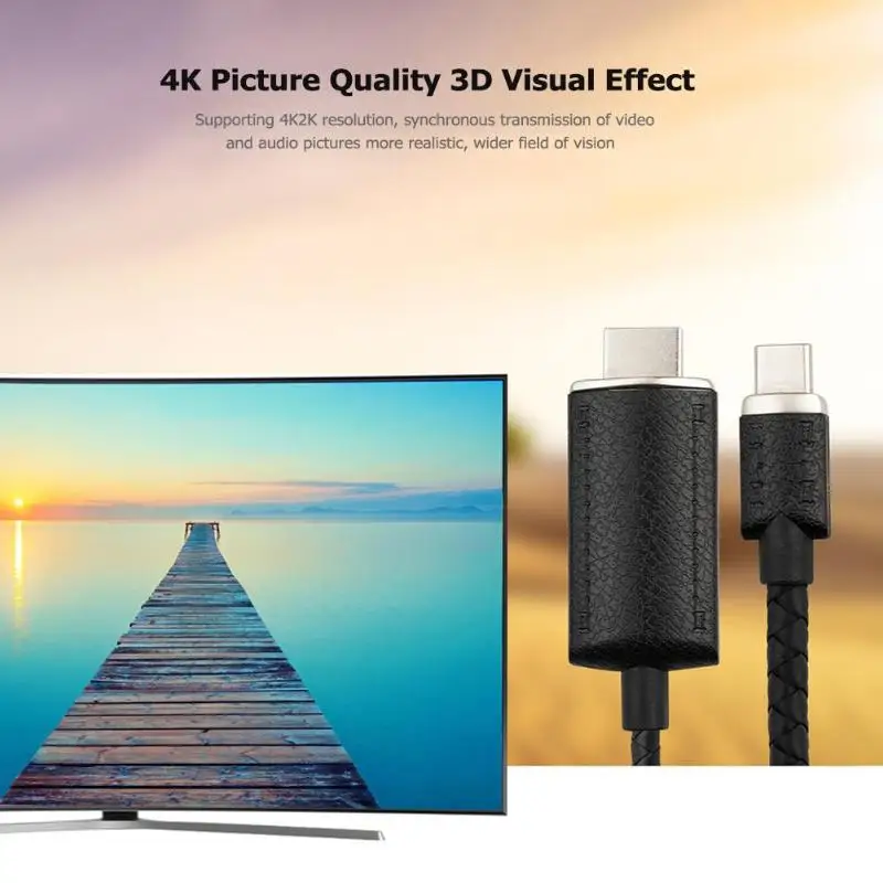 2 м 4 к USB C к HDMI кабель нейлоновый Плетеный многоканальный экранирующий сплиттер Тип C HDMI тот же экран адаптер видео кабель для Macbook