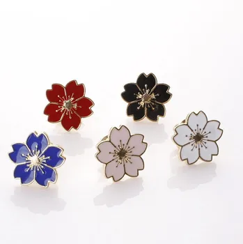 

Punk Fashion New Collar Pin Wind Girl Beautiful Cherry Blossom Uniform Drop Oil Badge Small Flower Collar Pin Brooch Clothing