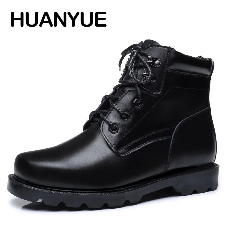 

2018 New Autumn/Winter Men Boots High Quality Men's Leather Shoes Black Warm Martin Boots Men Fashion Snow Boots Ankle Booties