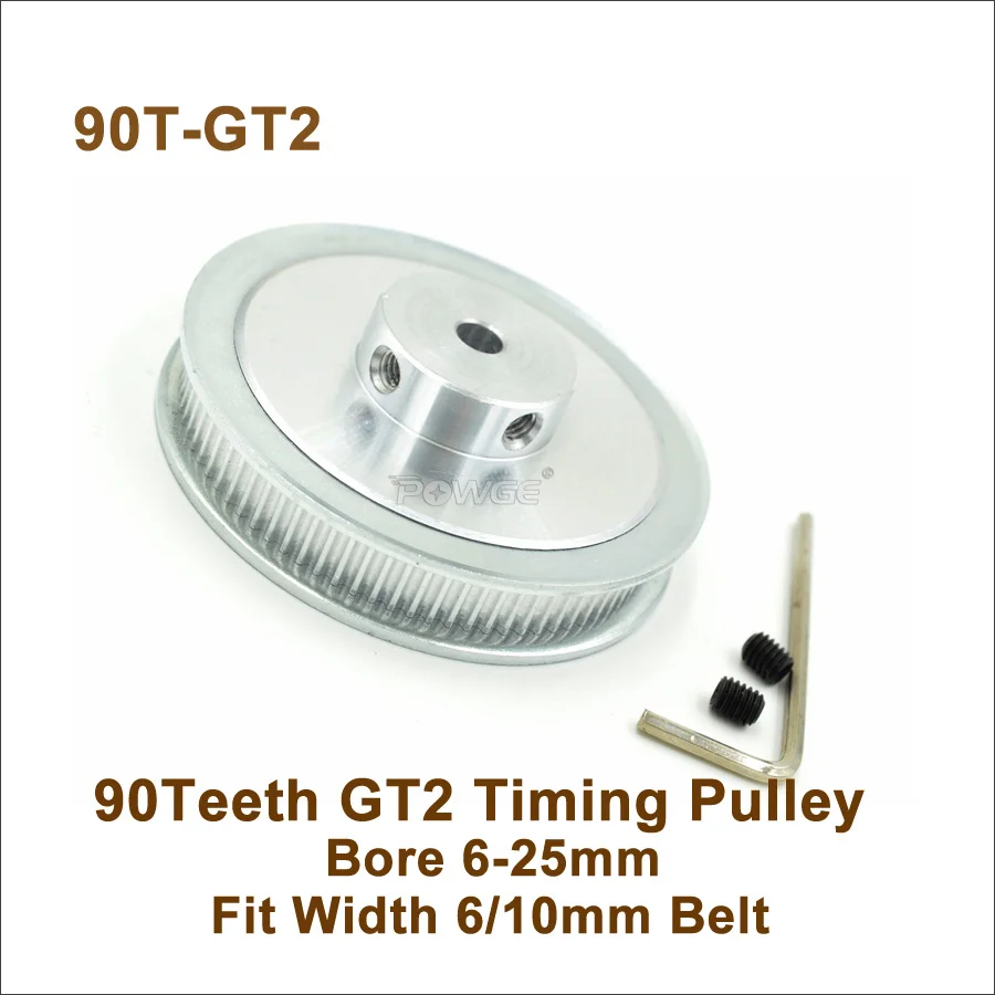POWGE 90 зубцов 2GT зубчатый шкив отверстие 6-25 мм Fit W = 6/10 синхронный ремень T GT2 для