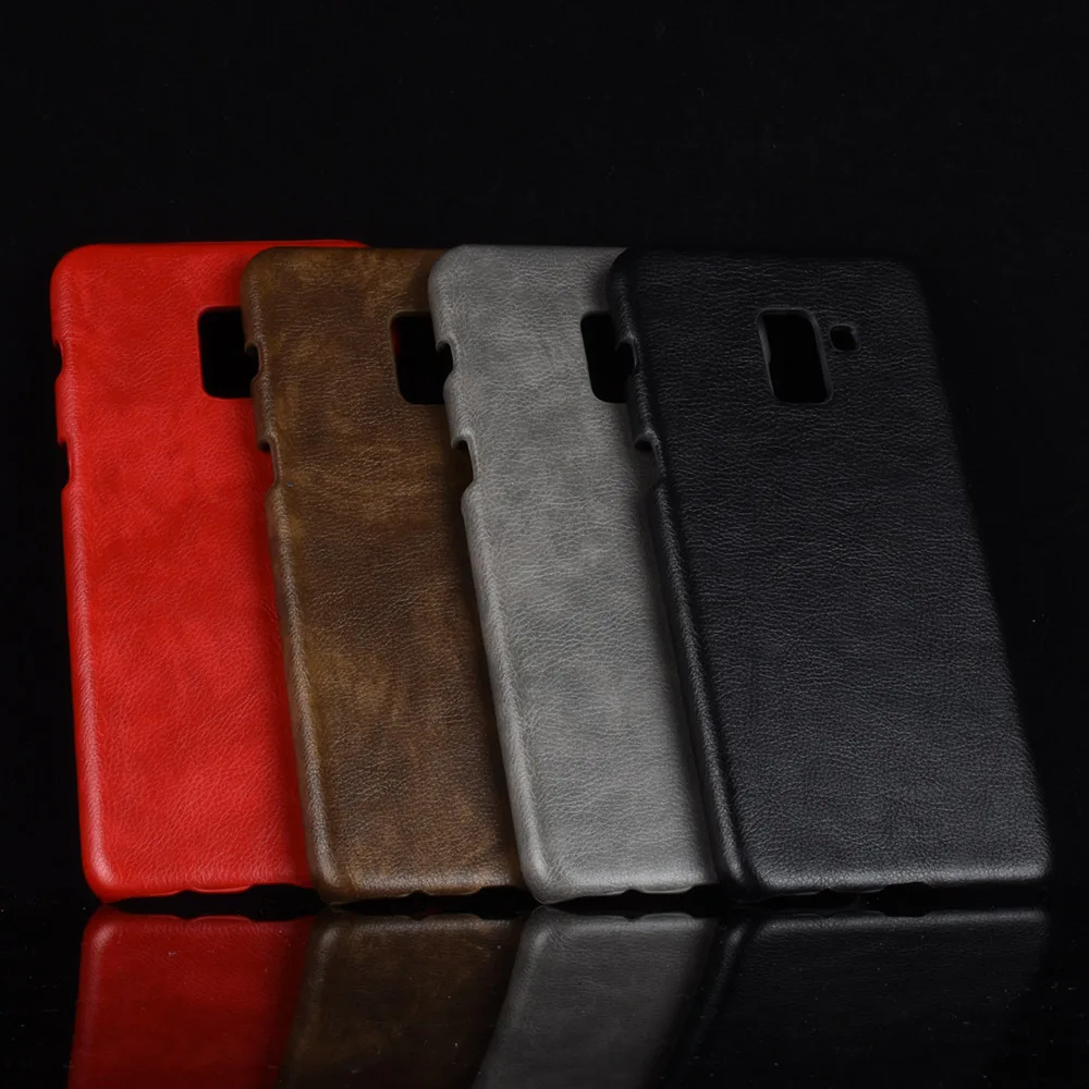 For Samsung Galaxy A8 2018 Case A8+ Retro PU Leather Litchi pattern