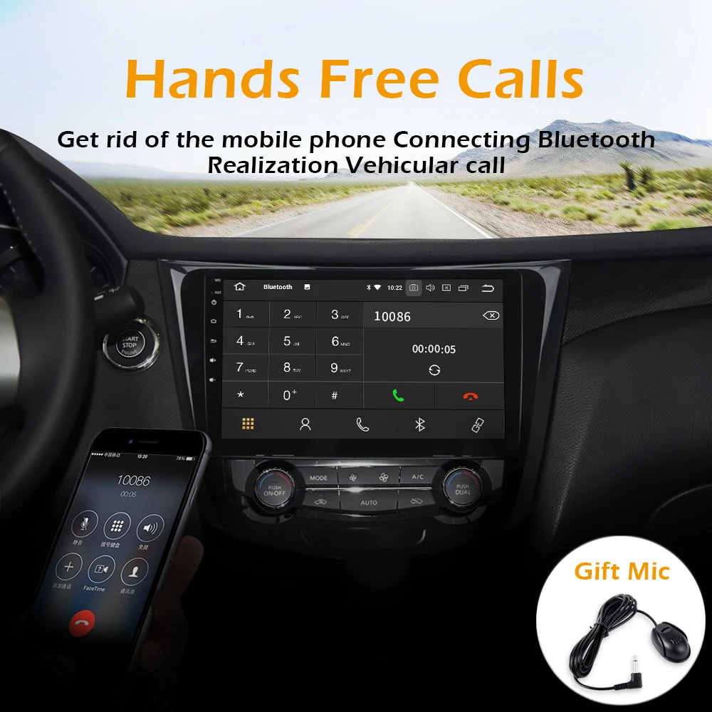 Discount 10.2" Display Built-in GPS Android 9.0 Octa Core 4GB RAM 32GB ROM 1 din Car GPS for Nissan X-Trail 2014 2015  2016 2017 3