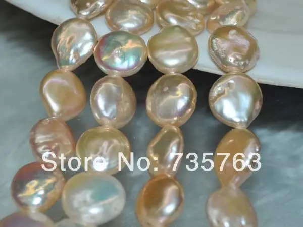 

xiuli 000121 Outstanding Natural Iridescent pink 4strs AA 12-13mm coin pearl