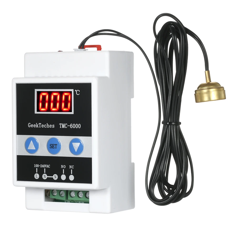

110-240V Guide Rail Digital Temperature Controller Thermostat Refrigeration Heating Temperature Control E2489-1