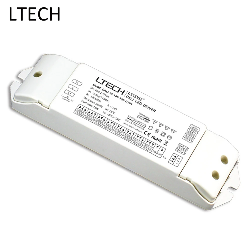 

LTECH 15W Constant Current Led Dimming Driver Power Adapter DALI-15-100-700-U1P1 AC100-277V Input 100-700mA Output For Led Light