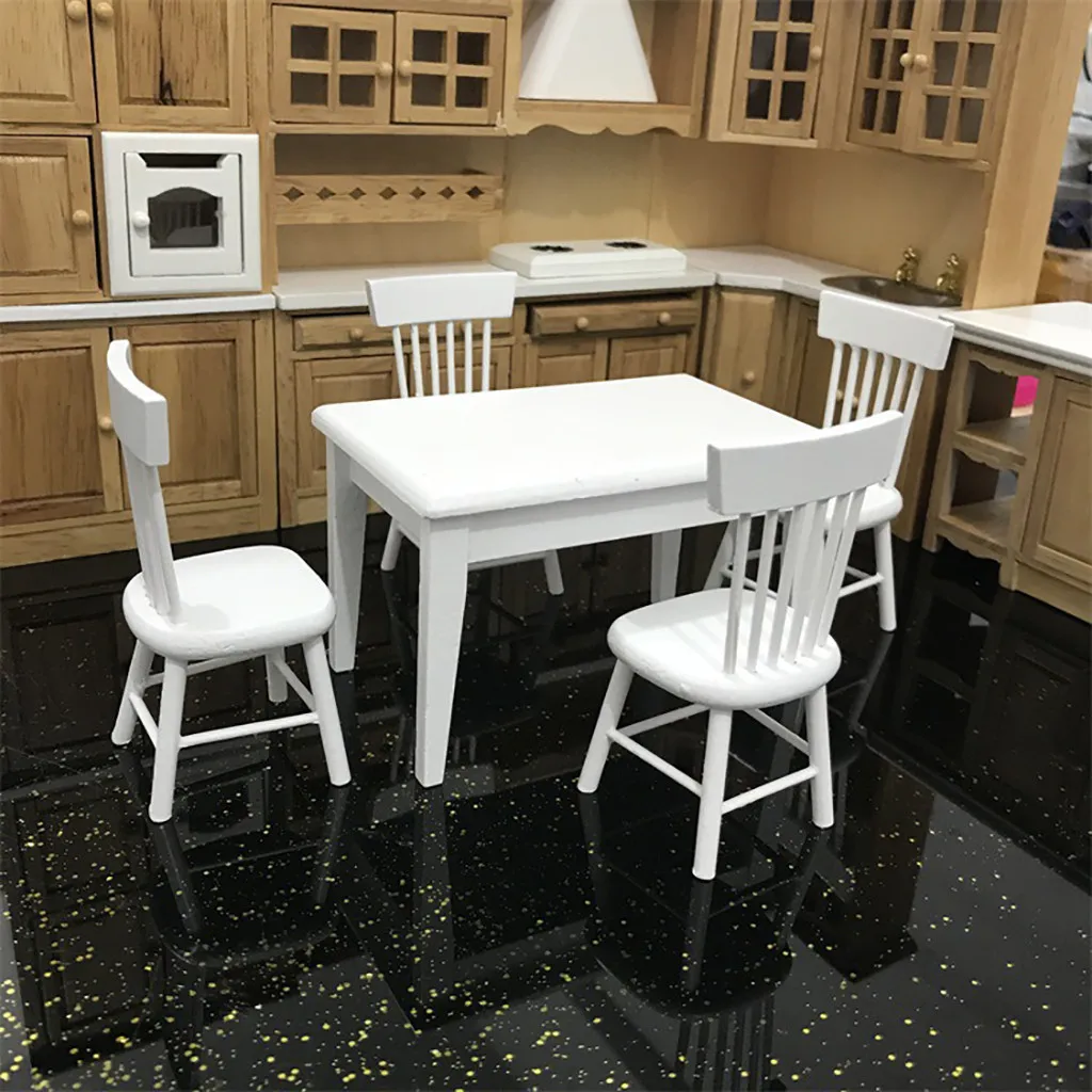 1:12 Dollhouse Miniature Furniture Wooden Dining Table Chair Model Set Kitchen Doll house decoration Kids Toy Miniature C604 1:12 Dollhouse Miniature Furniture Wooden Dining Table Chair Model Set Kitchen Doll house decoration Kids Toy Miniature C604