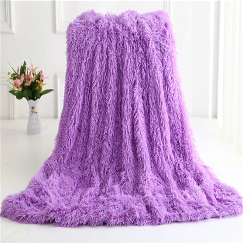 Microfine Флисовое одеяло s и броски мех искусственный Пушистый одеяло гравитационный мягкий теплый кровать диван шерпа одеяло - Цвет: purple