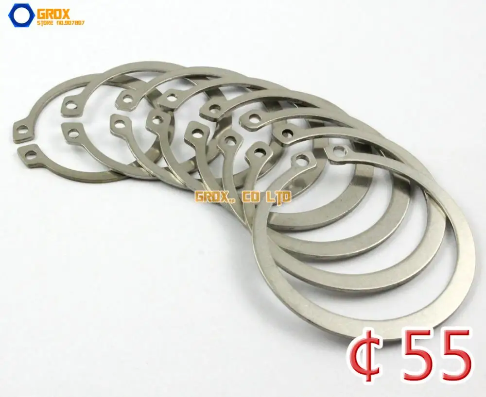 

10 Pieces 55mm 304 Stainless Steel External Circlip Snap Retaining Ring