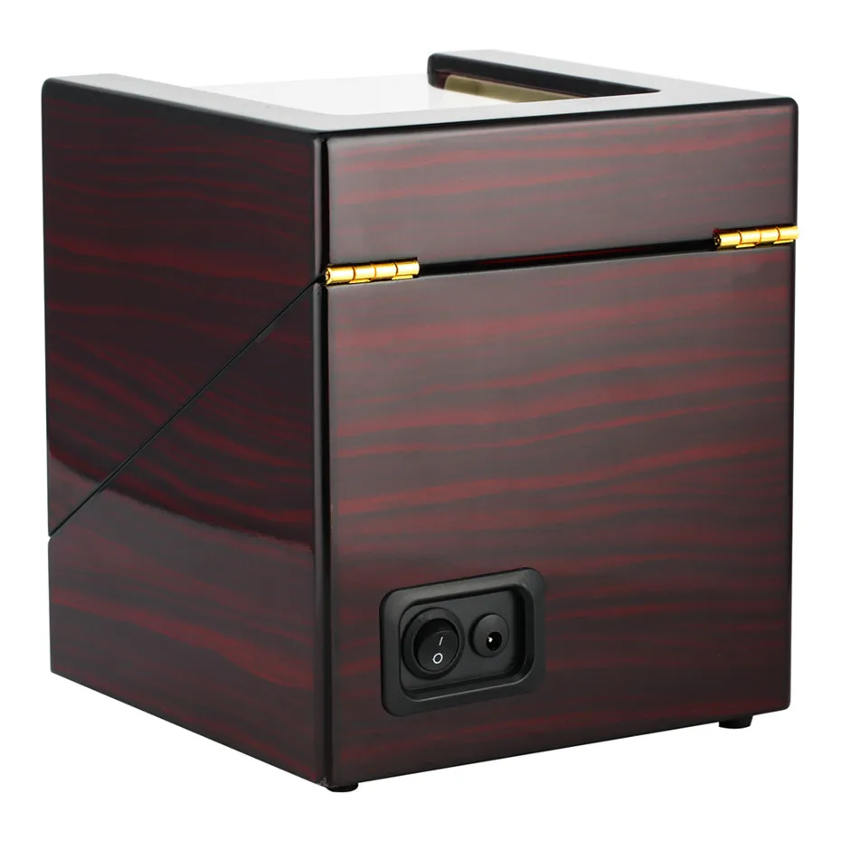 Luxury Red 2+0 Watch Winder Box Holder Case Winding Box for Automatic Mechanical Watch Motor Shaker Machine with Plug