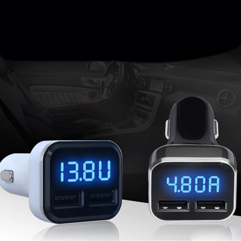 4.8a العالمي شاحن سيارة ثنائي usb شاحن سيارة محول السيارات الصمام عرض سريع لشحن الهاتف المحمول pc