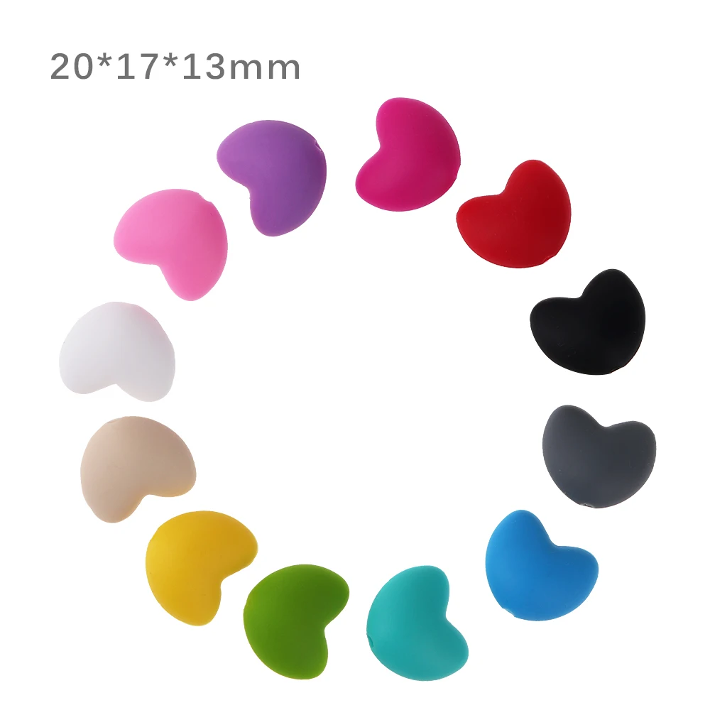 

10pc/lot Silicone Beads Heart-shaped Lentil Beads Teething Baby Teether Dummy Pacifier Clips Accessories Food Grade Silicone