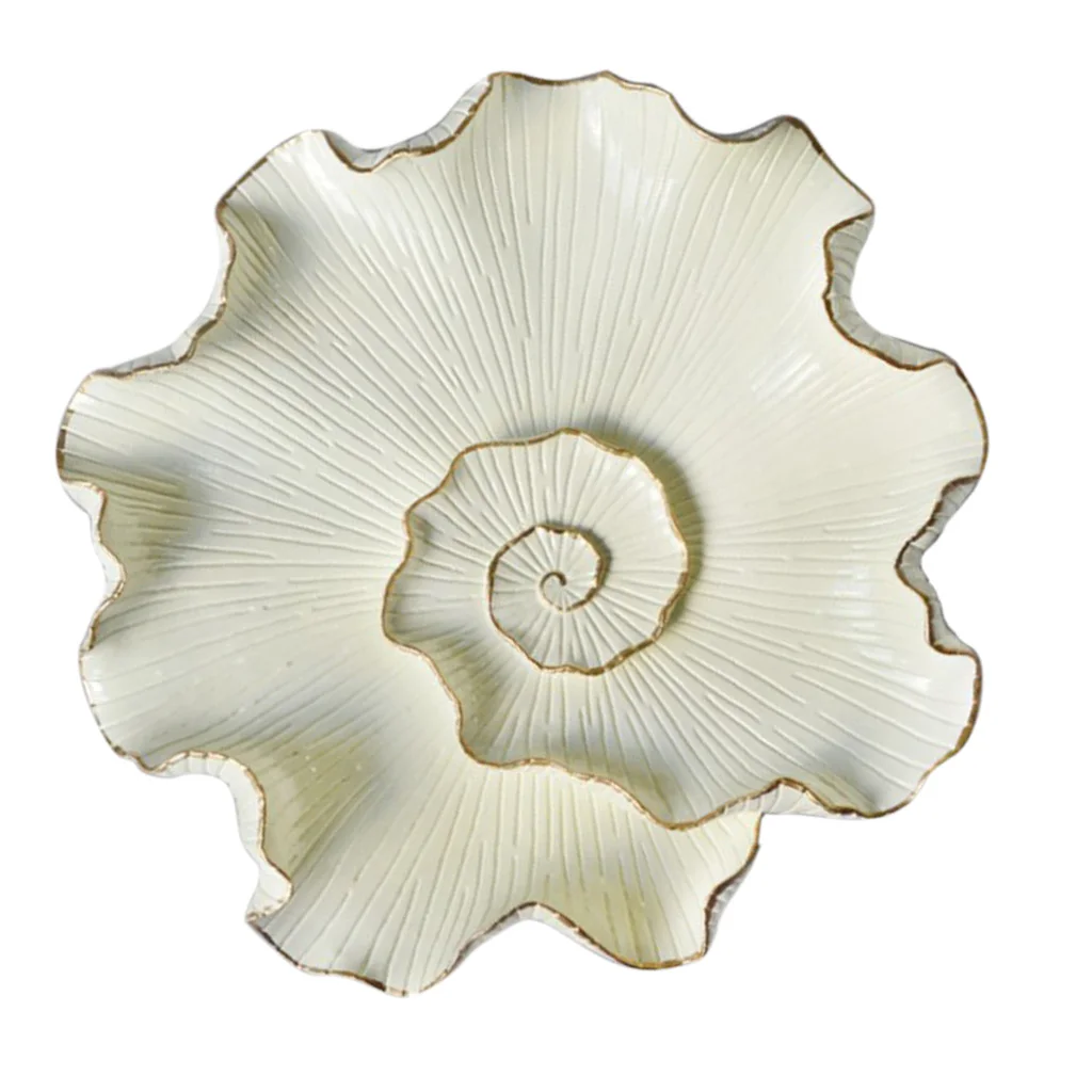 Resin Lotus Leaf Wall Decor Ornament for Home Background Wall Decor Beige_L