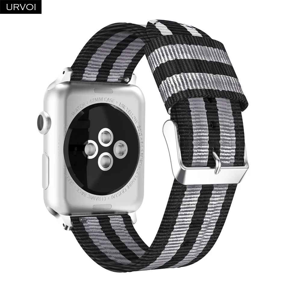 URVOI woven nylon band для apple watch серии 4 3 2 1 ремешок для iwatch классические стили черный серебристый адаптеры 40/44 мм