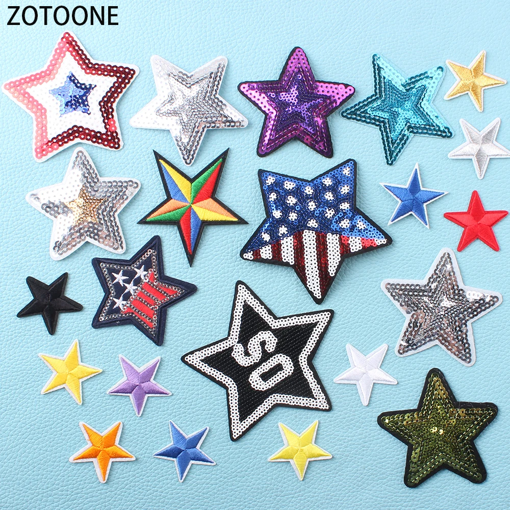 ZOTOONE Wild Stars Iron on Patches on Clothing Sequin Appliques for