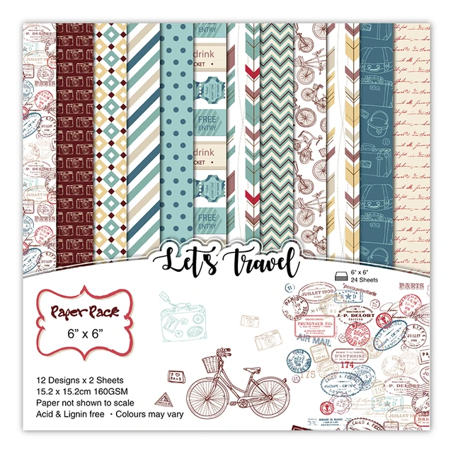 Best Price   DIY TRAVEL style Scrapbooking paper pack of 24 sheets handmade craft paper craft Background pad Y001