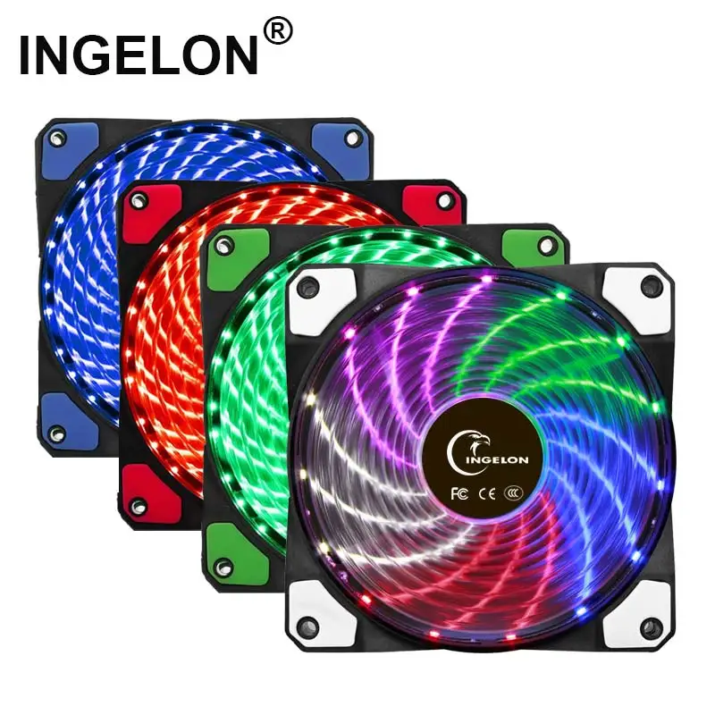 

10pcs/1pcs portable fridge 12cm Computer Cooler Fan 16dB Ultra Silent 15 LEDs PC Game Airflow Fans with 2in1 Cable Cool Heatsink