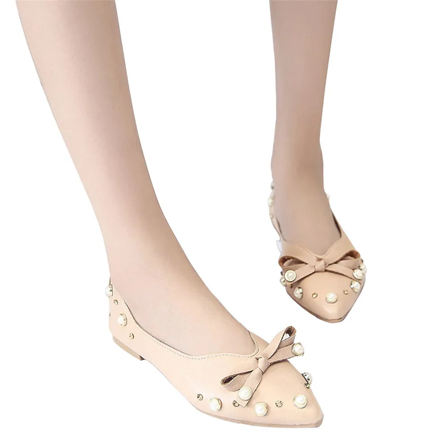 Femme Plat Arc Chaussures Printemps Bowknot Femmes Occasionnels blanc Chaussure Simples Talon Cravate on Slip Appartements Marron Étudiants wz6zqIxEd
