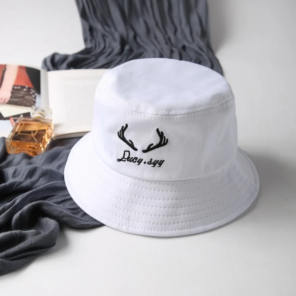 

Bucket Hat Women Men Fashion Bob Caps Hip Hop Gorros Embroidery Deer Man Summer Unisex Cotton Caps Beach Sun Fishing Bucket Hat