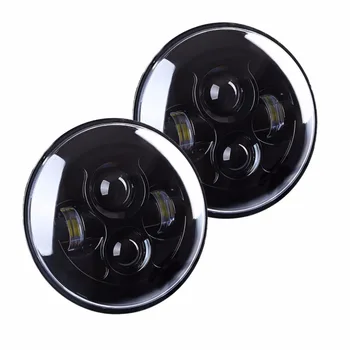 

2 pcs 8700 Chrome/ Black Moto Style 7" Inch Round LED Projection Headlight Kit For Harley Jeep Wrangler JK CJ