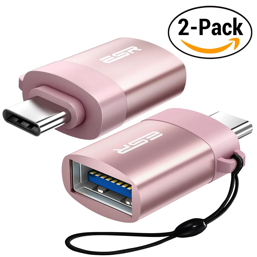 USB-C для USB-A OTG адаптер переменного тока, ESR [2-Pack] 5,1 K резистор Тип C преобразует адаптер для MacBook, для samsung S8 S8+, для LG G6 G5