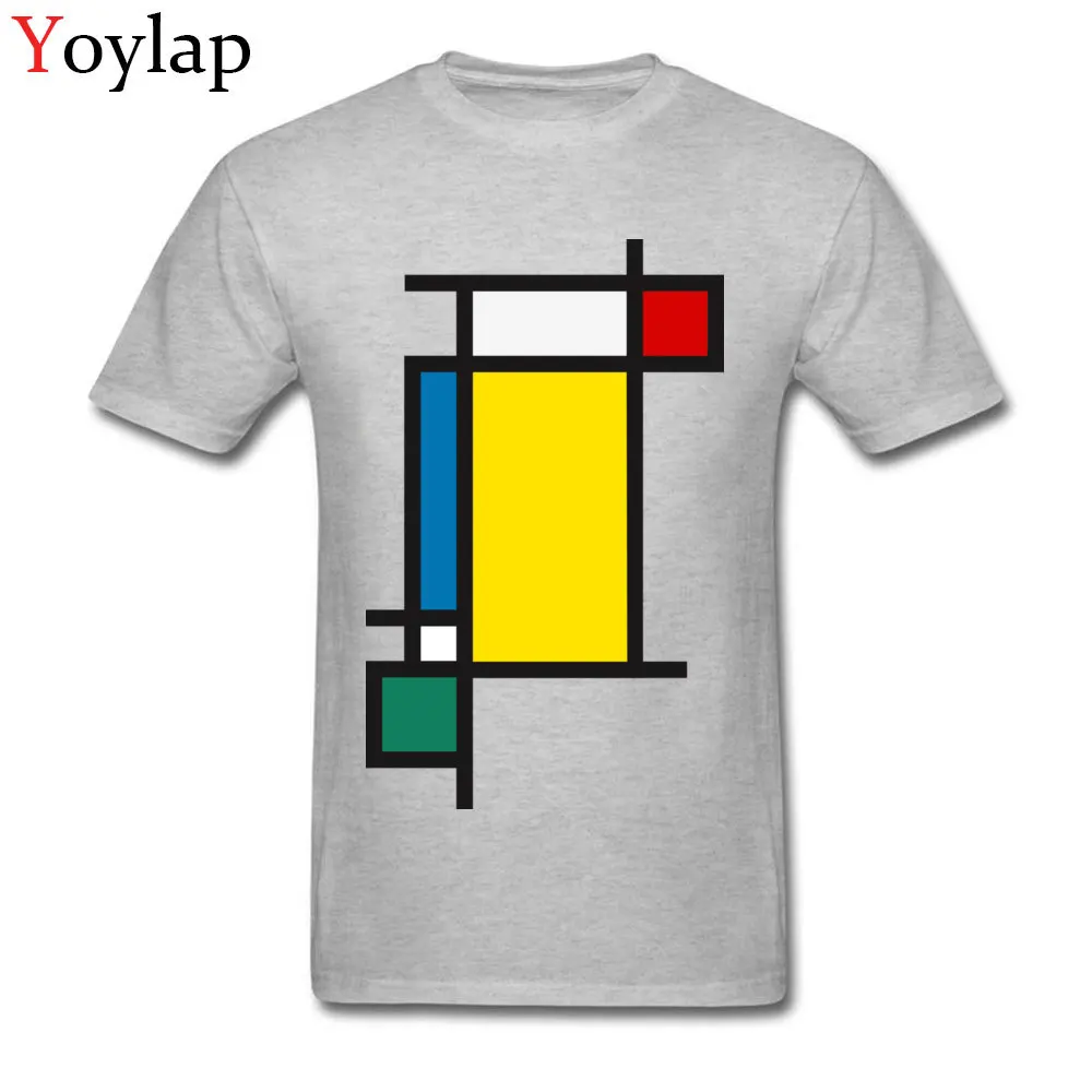 Design Tops Shirt for Students Coupons Autumn Crew Neck 100% Cotton T Shirt Vertical Aesthetic Tribute to Mondrian Casual Tee Shirt grey