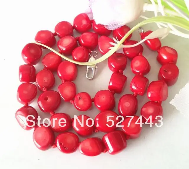 

Wholesale free shipping >>Rare Natural 8-12mm Red Sea Coral Necklace