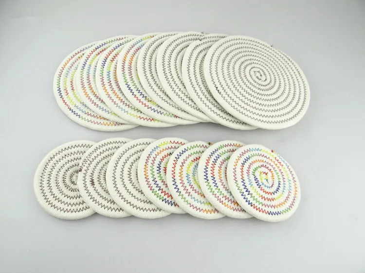 1 قطعة الطعام ديكور كوستر القطن حبل الحياكة جولة تحديد الموقع الجدول حصيرة المنزل اكسسوارات المطبخ نسج أدوات المائدة حصيرة حسناً 0450