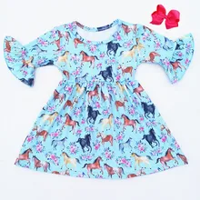 Лидер продаж; платья с короткими рукавами с принтом лошади; винтажные шелковые платья для девочек; вспомогательное оборудование для девочек-подростков