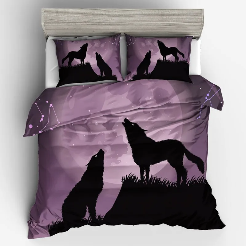 

3D bedding digital printing wolf series quilt cover pillowcase bedding single double bed set home textiles
