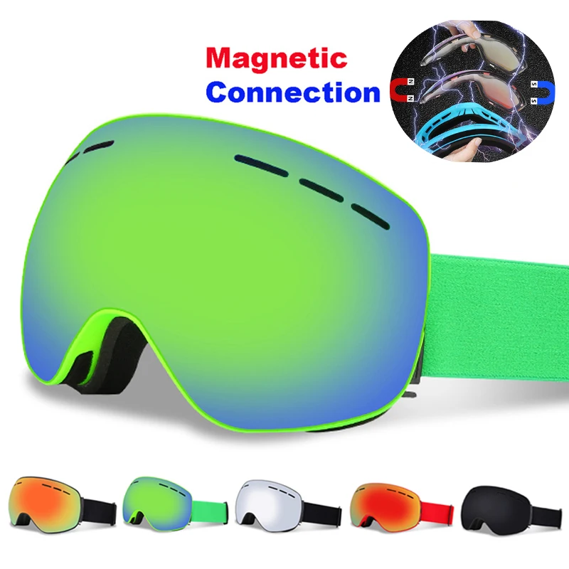 Spherical Ski Goggles Anti fog Double Layers UV400 Big Ski Mask Snowboard Goggles