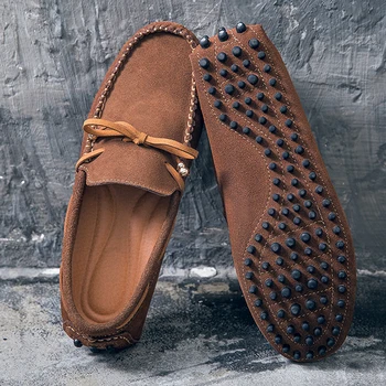 

Men Casual Loafers Suede Leather Fashion Solid Soft Driving Moccasins Slip on Shoes for Man Loafers Flats Male Shoes