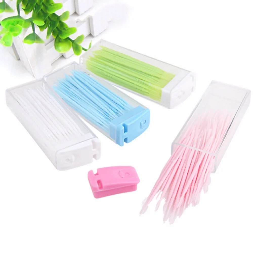 2 way Oral Dental Tooth Pick Plastic Interdental Brush Toothpick with