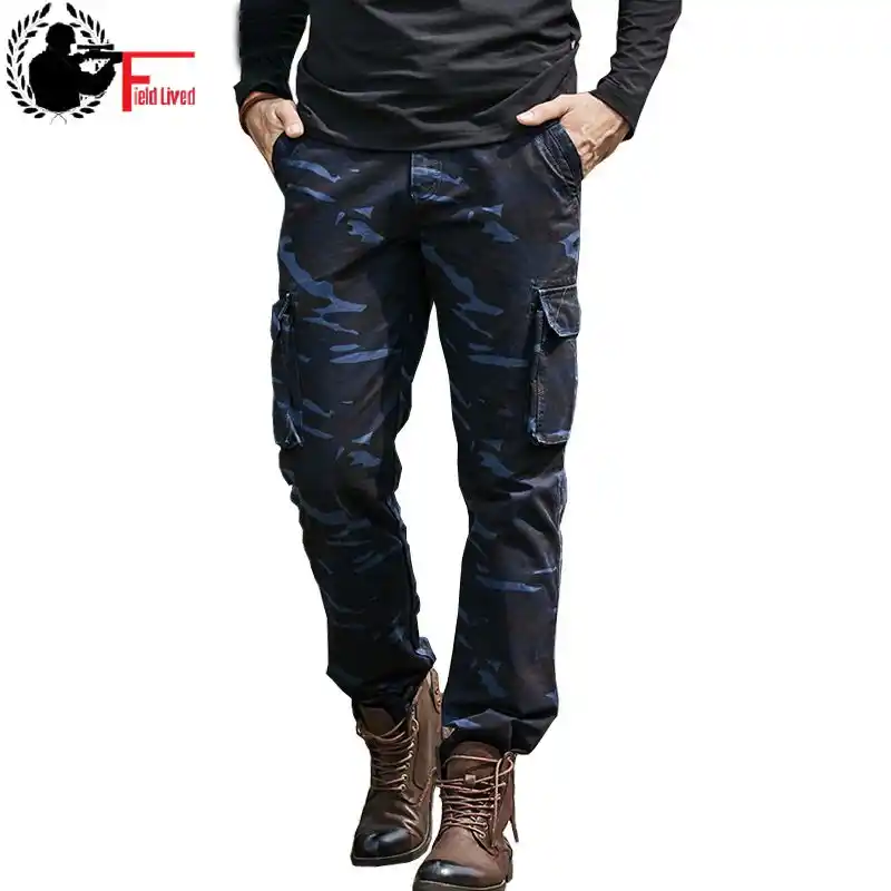 mens blue camo trousers