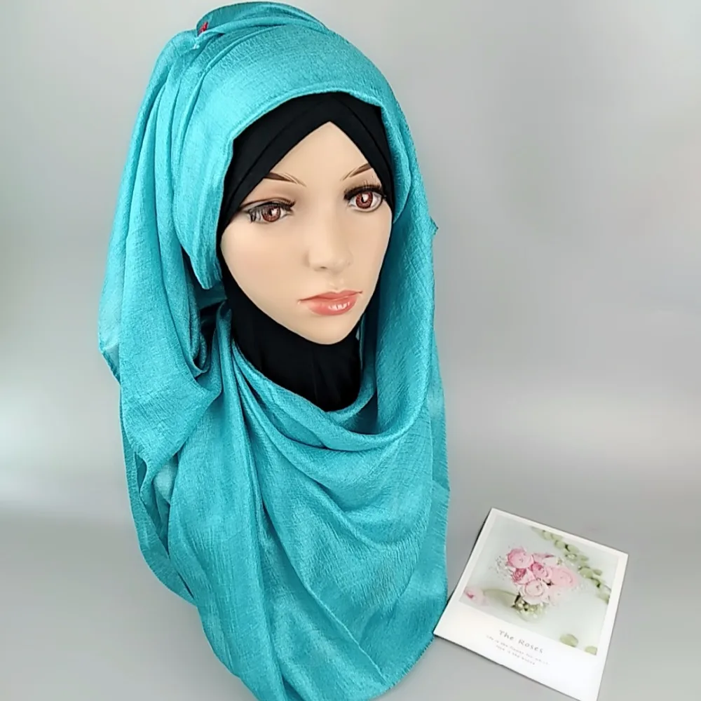 D7 высокое качество shinmy shimmer Хиджаб Женский шаль на голову длинный шарф шарфы можно выбрать цвета