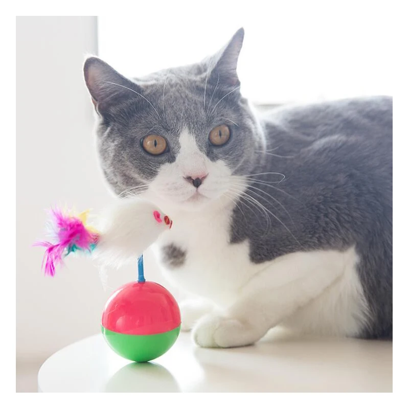 Durable Pet Cat Toys Mimi Favorite fur Mouse Tumbler Kitten Cat Toys Plastic Play Balls Pet