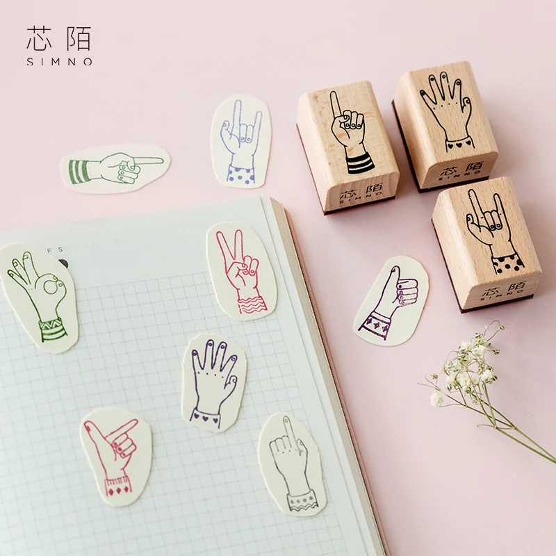 Винтажный жест для девушек Деревянный штамп DIY деревянные и резиновые штампы