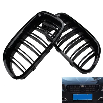 

1 Pair Painted Glossy Black Front Grille Grill Kidney 2011-2016 For 5-Series F10 F18 M5 528i