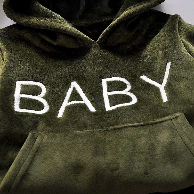Beste Baby Meisje Jongens Kleding Set Voor Kids Casual Brief Hooded Fluwelen Herfst Lente kinderen Sport Past Kleding 1 2 3 4 jaar