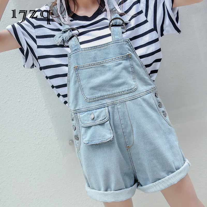 

17zq Loose Denim Suspenders Shorts Female Korean Version New Fashion New Shorts Hot Scanties Large Size Pantaloncini S9666