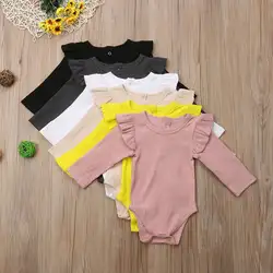Комбинезон для новорожденных девочек; Однотонный хлопковый комбинезон; одежда комплекты одежды