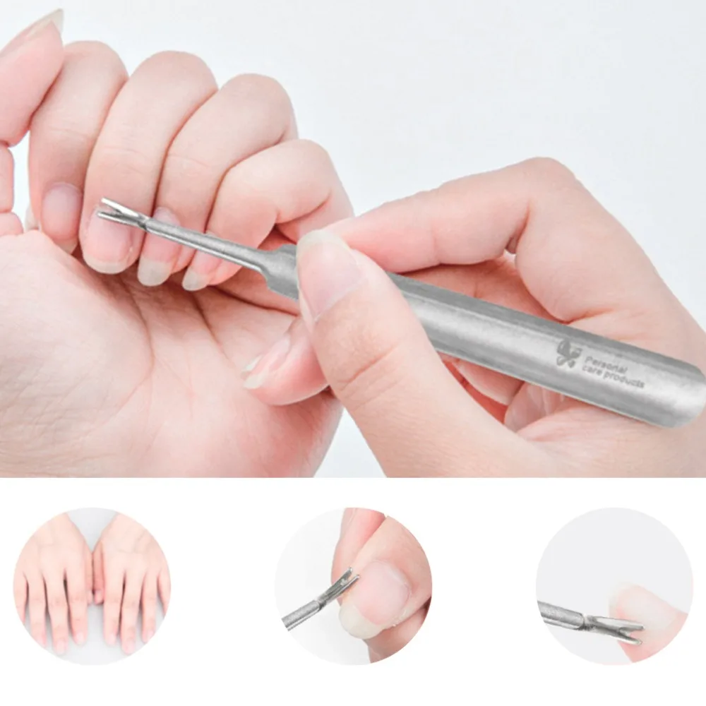 

Practical Stainless Steel Nail Care Pedicure Cuticle Trimmer Remover Pusher Dead Skin Callus Removal V Fork Manicure Art