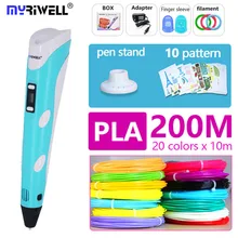 Myriwell 3d caneta 3 d caneta incluem pla impressora 3d caneta as crianças desenho ferramenta caneta mágica o melhor presente presentes de natal