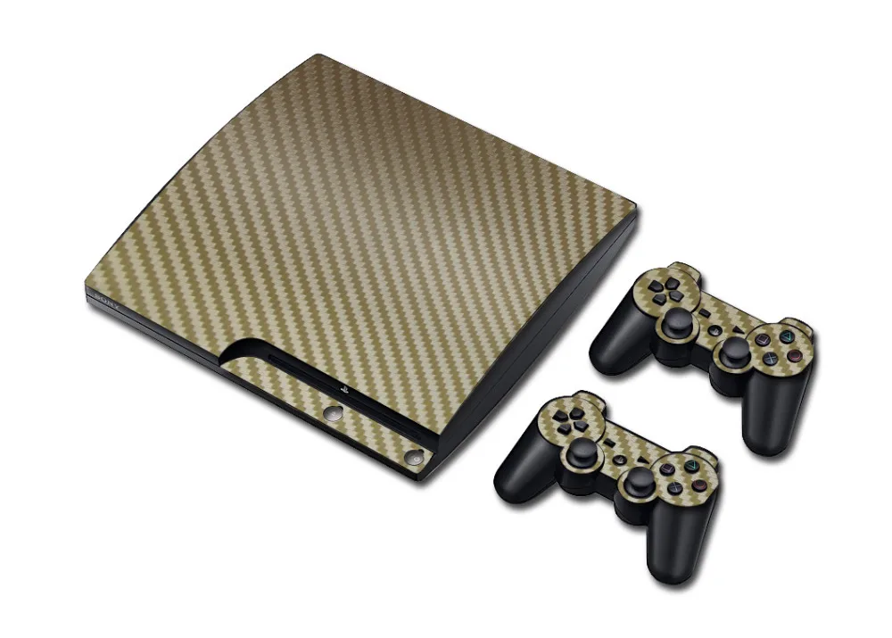 Углеродное волокно виниловая кожа Наклейка для PS3 Slim Игровая консоль с 2 крышки контроллеров для playstation 3 тонкая наклейка на джойстик