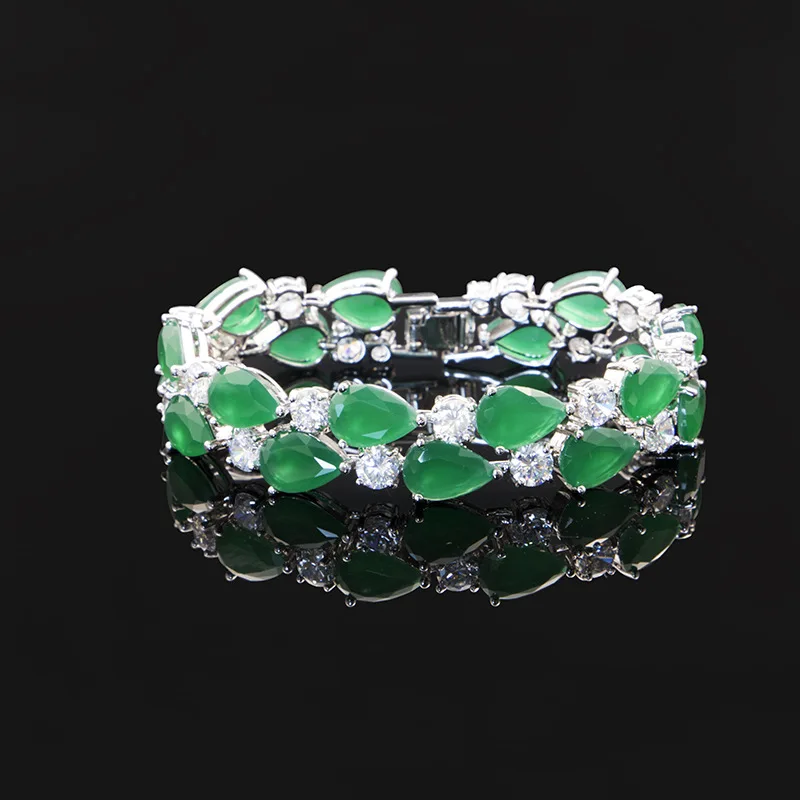 

Emmaya Rose silve Color Green Mona Lisa Multicolor Cubic Zircon Bracelets Bangles Luxury Wedding Bracelet Women Gift Party