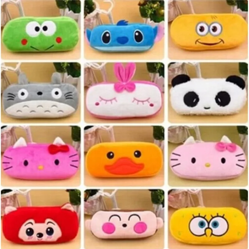 

Cute lovely animal pen coins pouch pencil bag plush Large Capacity Stationery handbag coin purses storage organizer for children