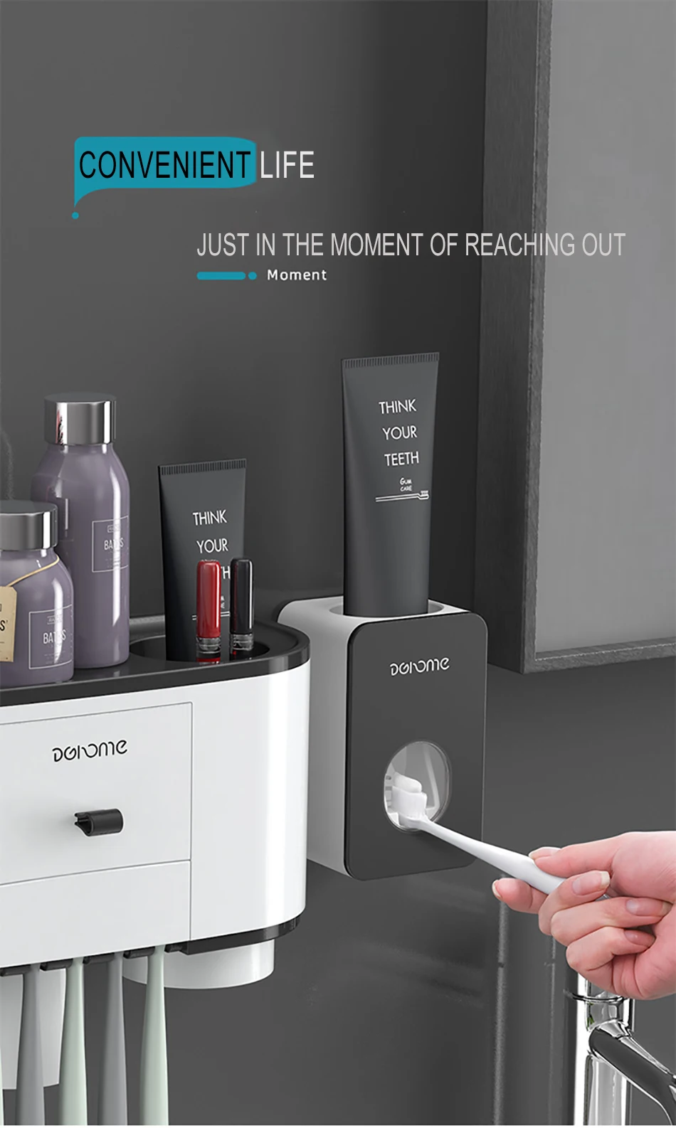 ONEUP держатель для зубных щеток Автоматический Диспенсер для зубной пасты соковыжималка настенный держатель для хранения ванной комнаты Домашний набор аксессуаров для ванной комнаты