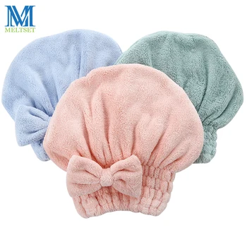 

1PC Thicken Cotton Shower Cap Women Pretty Bowknot Bath Hat Bath Saunas Spa Hair Cover Hair Speed Dry Bathing Cap