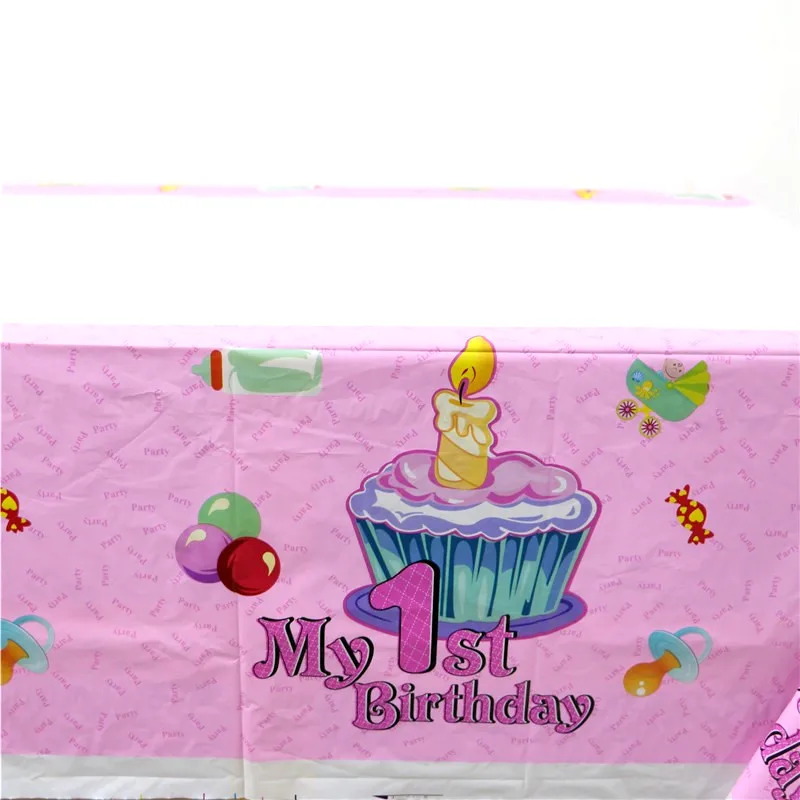 

1PCS/lot TableCloth Pink My 1st Birthday theme Table Cover Tablecloth Kid Boys moana Birthday Party Map Home 180*108cm